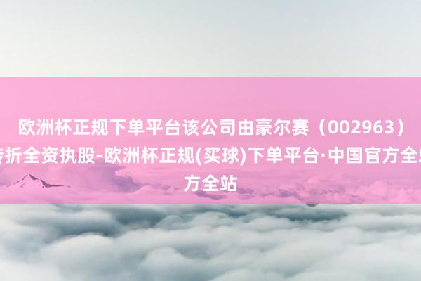 欧洲杯正规下单平台该公司由豪尔赛（002963）转折全资执股-欧洲杯正规(买球)下单平台·中国官方全站