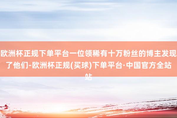 欧洲杯正规下单平台一位领稀有十万粉丝的博主发现了他们-欧洲杯正规(买球)下单平台·中国官方全站